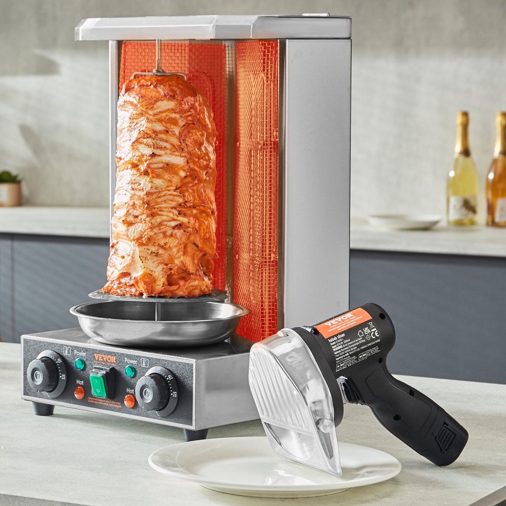 VEVOR Electric Shawarma Knife, 80W Cordless Battery Professional Turkish Knife, Commercial Stainless Steel Gyro Cutter