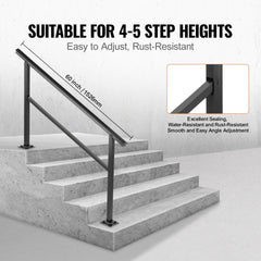 VEVOR Outdoor Handrail 165LBS Load Handrail Outdoor Stairs Aluminum Stair Handrail 60 x 35" Outdoor Stair Railing
