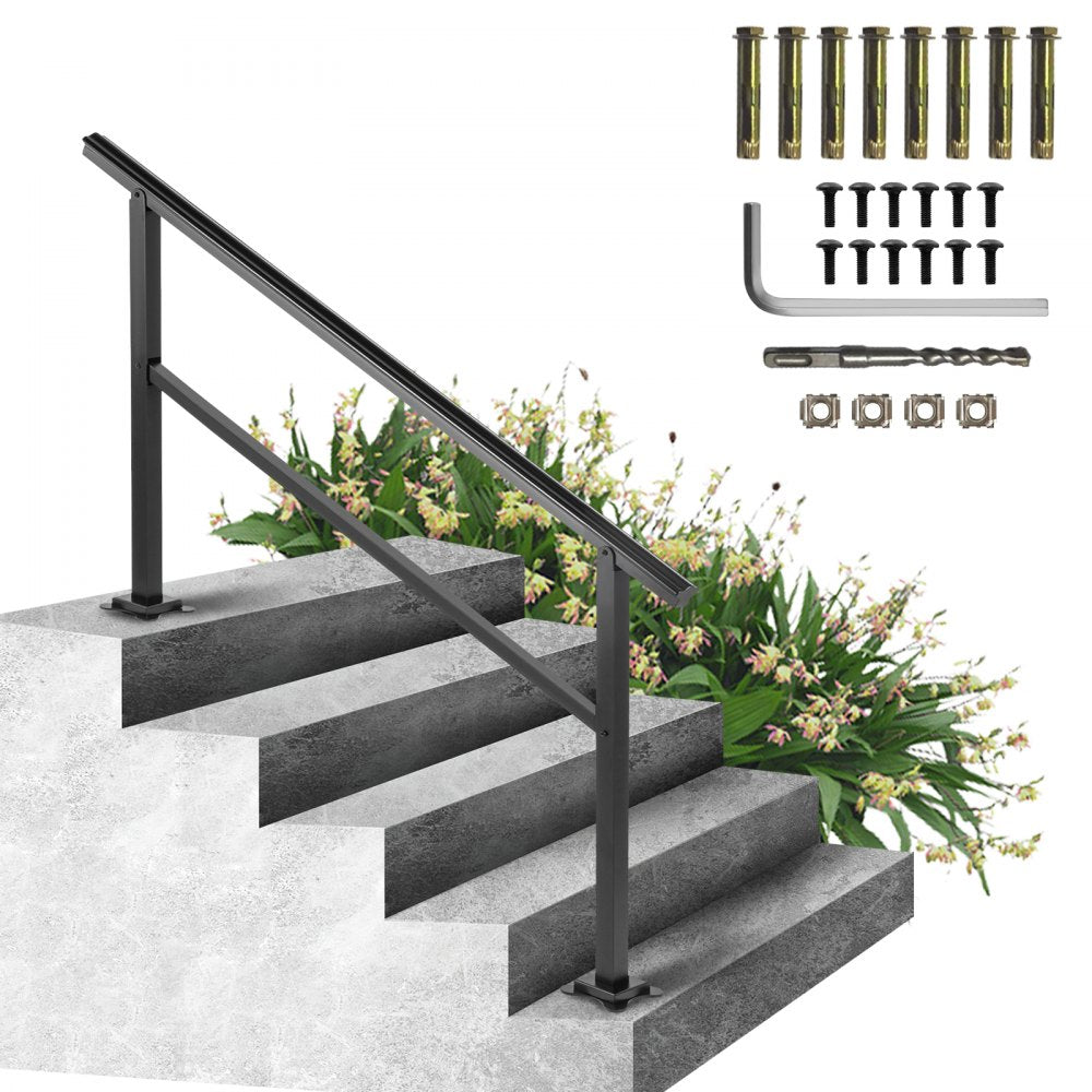 VEVOR Outdoor Handrail 165LBS Load Handrail Outdoor Stairs Aluminum Stair Handrail 60 x 35" Outdoor Stair Railing