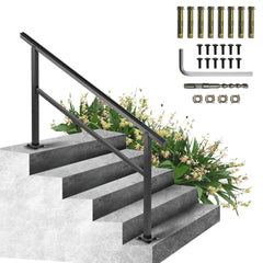 VEVOR Outdoor Handrail 165LBS Load Handrail Outdoor Stairs Aluminum Stair Handrail 60 x 35" Outdoor Stair Railing