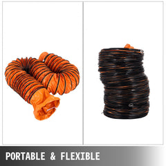 VEVOR 32ft Duct Hosing PVC Flexible Ducting Hose for 12inch Utility Blower Ventilation Fan Exhaust Fan - 32 ft