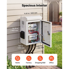VEVOR Outdoor Electrical Box, Cold-Rolled Steel, Electrical Junction Box with Thermostat and Fan, Rain Hood, Ventilated