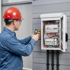 VEVOR Outdoor Electrical Box, Cold-Rolled Steel, Electrical Junction Box with Thermostat and Fan, Rain Hood, Ventilated