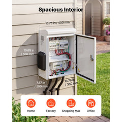 VEVOR Outdoor Electrical Box, Cold-Rolled Steel, Electrical Junction Box with Thermostat and Fan, Rain Hood, Ventilated