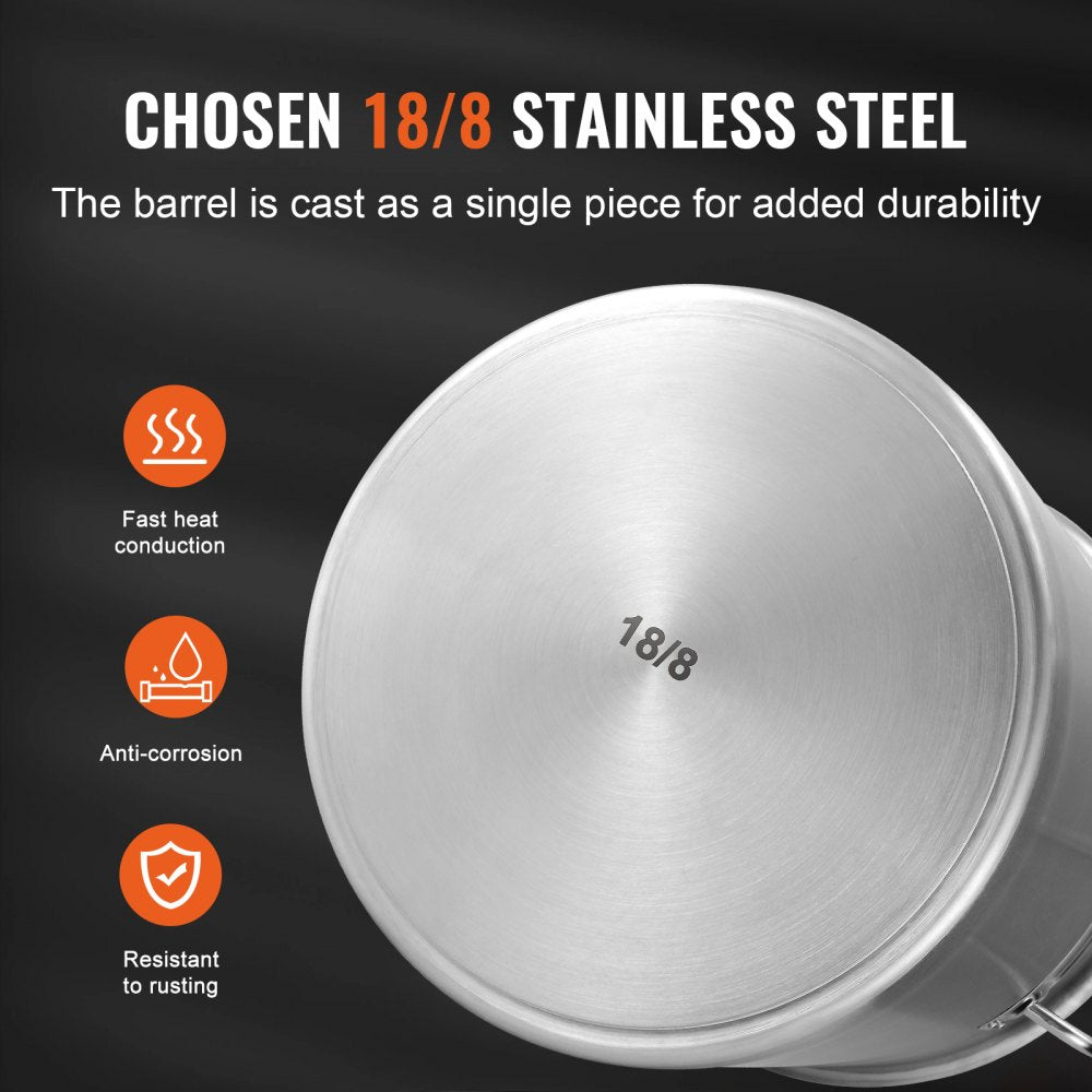 VEVOR Stainless Steel Stockpot, 42 Quart Large Cooking Pots, Multipurpose Cookware Sauce Pot with Lid & Handle, Heavy