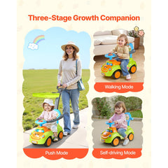 VEVOR Ride On Push Car, Push Car for Toddler 19 to 36 Months, Around Buggy with Guardrails, Handle & Under-seat