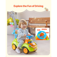 VEVOR Ride On Push Car, Push Car for Toddler 19 to 36 Months, Around Buggy with Guardrails, Handle & Under-seat