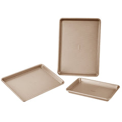 VEVOR Baking Pans Set, 3-Piece, Nonstick Carbon Steel Cookware Sheets & Trays, Stackable Kitchen Oven Bakeware Cooking