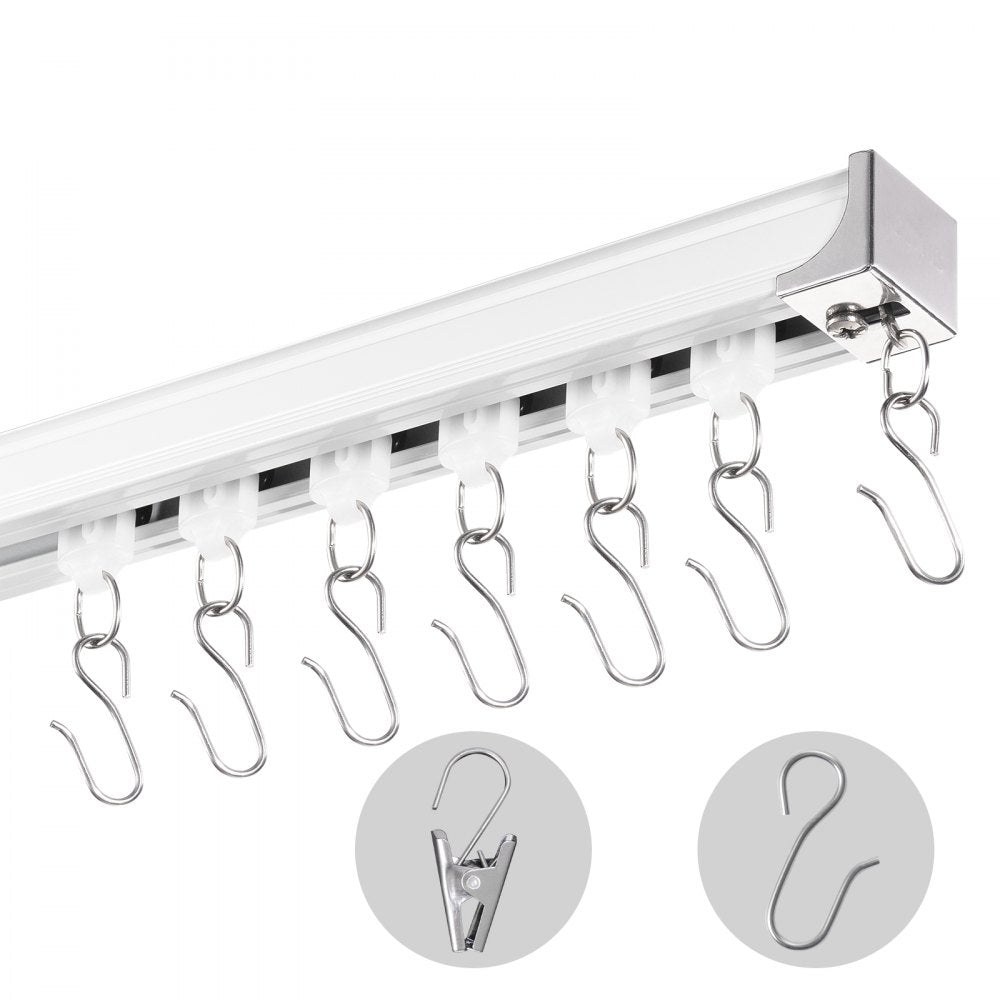 VEVOR Ceiling Curtain Track Set, 8.9 FT/2.7 Meter, Sliding Ceiling Track System for Curtains, Room Divider Curtain
