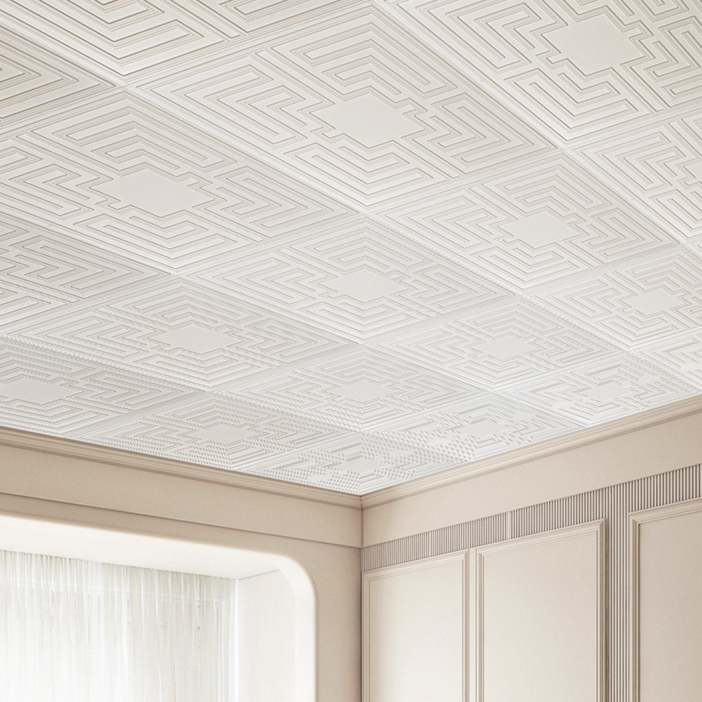 VEVOR Ceiling Tiles, 12-Pack 24 x 24 in, Drop Ceiling Tiles Premium PVC Sheet, Easy Installation/ Cutting Plastic