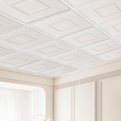 VEVOR Ceiling Tiles, 12-Pack 24 x 24 in, Drop Ceiling Tiles Premium PVC Sheet, Easy Installation/ Cutting Plastic