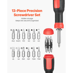 VEVOR Screwdriver Set, 13 in 1 Magnetic Multi Bit Mini Nut Driver Set, Phillips, Flat Head, Torx, Square Bits for Men