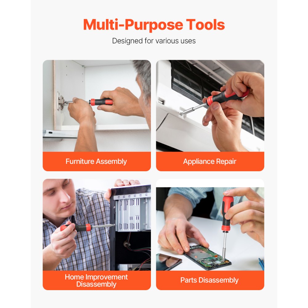 VEVOR Screwdriver Set, 13 in 1 Magnetic Multi Bit Mini Nut Driver Set, Phillips, Flat Head, Torx, Square Bits for Men