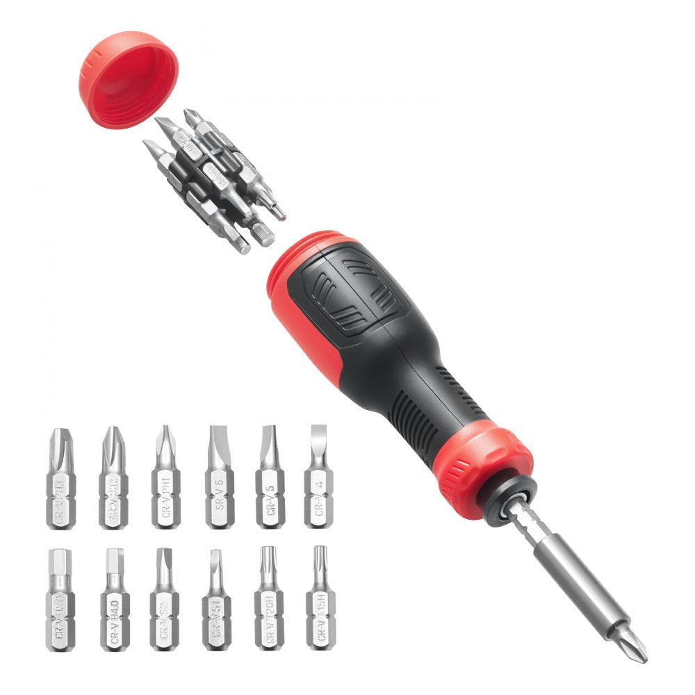 VEVOR Screwdriver Set, 13 in 1 Magnetic Multi Bit Mini Nut Driver Set, Phillips, Flat Head, Torx, Square Bits for Men