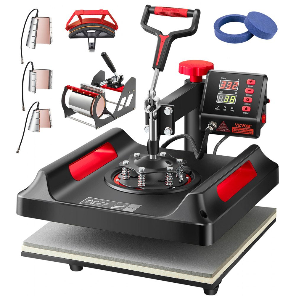 VEVOR Heat Press Machine 8 in 1 Combo, Heat Press 15x15, Swing Away T Shirt Printing Machine Digital Control