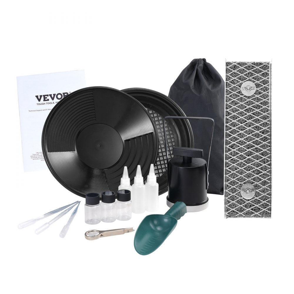 VEVOR Mini Sluice Box Gold Panning Kit, 12inch Aluminum Alloy Gold Mining Equipment, 16 PCS Gold Prospecting Kit with