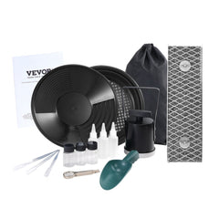 VEVOR Mini Sluice Box Gold Panning Kit, 12inch Aluminum Alloy Gold Mining Equipment, 16 PCS Gold Prospecting Kit with
