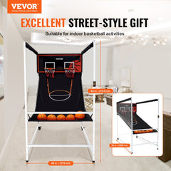 VEVOR Arcade Cage Basketball Game, 2 Player Indoor Basketball Game, Home Dual Shot Sport with 5 Balls, 8 Game Modes