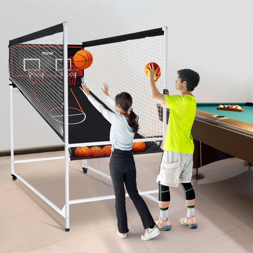 VEVOR Arcade Cage Basketball Game, 2 Player Indoor Basketball Game, Home Dual Shot Sport with 5 Balls, 8 Game Modes