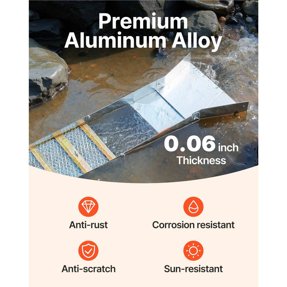 VEVOR Folding Aluminum Alloy Sluice Box, Compact 50" Sluice Boxes for Gold, Lightweight Gold Sluice Equipment, Portable