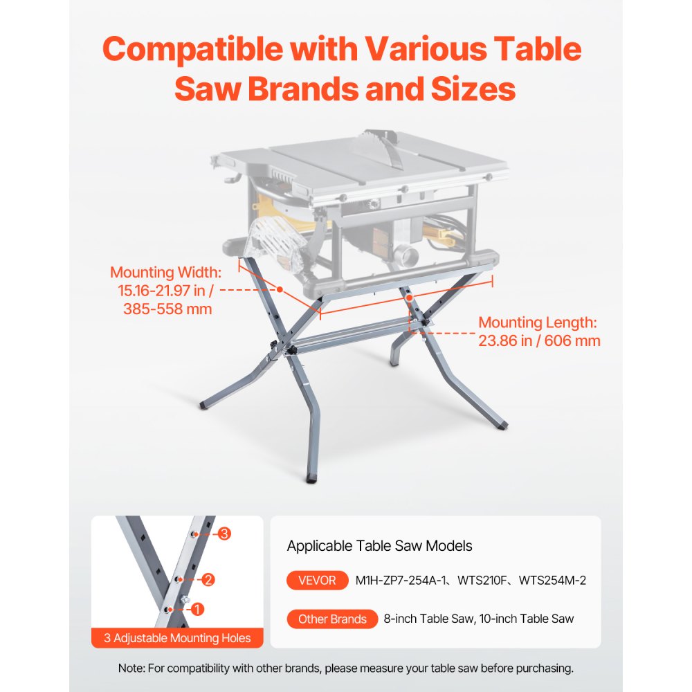 VEVOR Table Saw Folding Stand, 350 lbs / 158.76 kg Load Capacity, Portable Compact Table Saw Stand, Heavy Duty