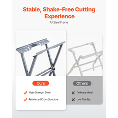 VEVOR Table Saw Folding Stand, 350 lbs / 158.76 kg Load Capacity, Portable Compact Table Saw Stand, Heavy Duty
