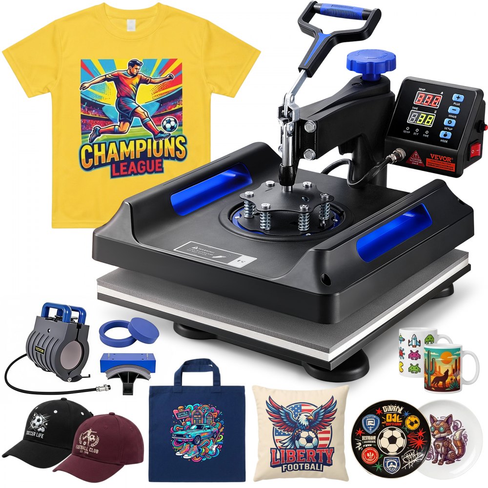VEVOR Heat Press, 15x15in Swing Away 5 in 1 Heat Press Machine, Digital Control Multifunctional Device, Quick Heating