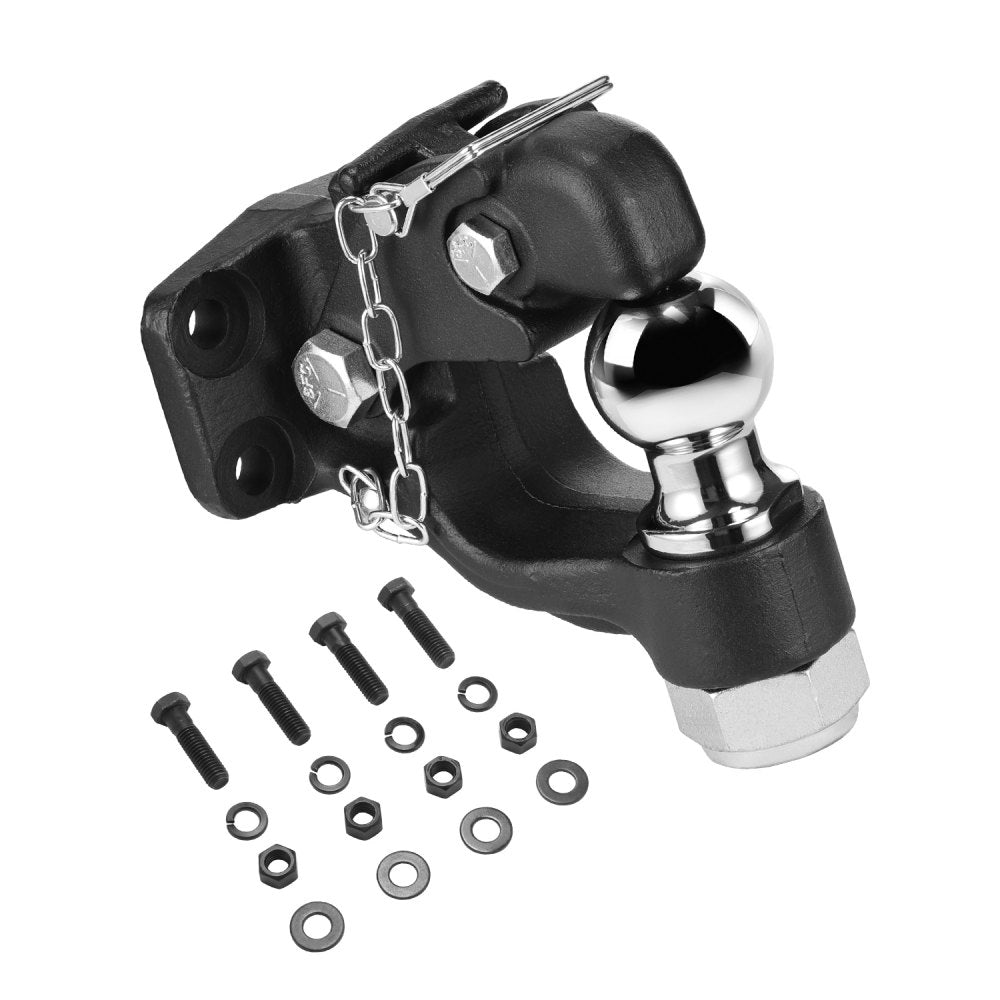 VEVOR Pintle Hook, 20000 lbs Towing Capacity, Trailer Hitches Receiver Hook Combination 2-inch Hitch Ball, Fits for 2.5