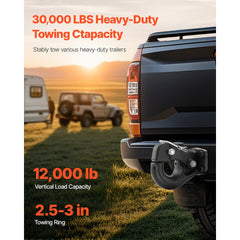 VEVOR Pintle Hook, 30000 lbs Towing Capacity, Trailer Hitches Receiver Hook Fits for 2.5 to 3-inch Lunette Ring with