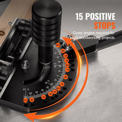 VEVOR Accurate Miter Gauge, Fits Slots 3/4'' x 3/8'', Crafted from Aluminum Alloy, Features 15 Adjustable Angle Stops
