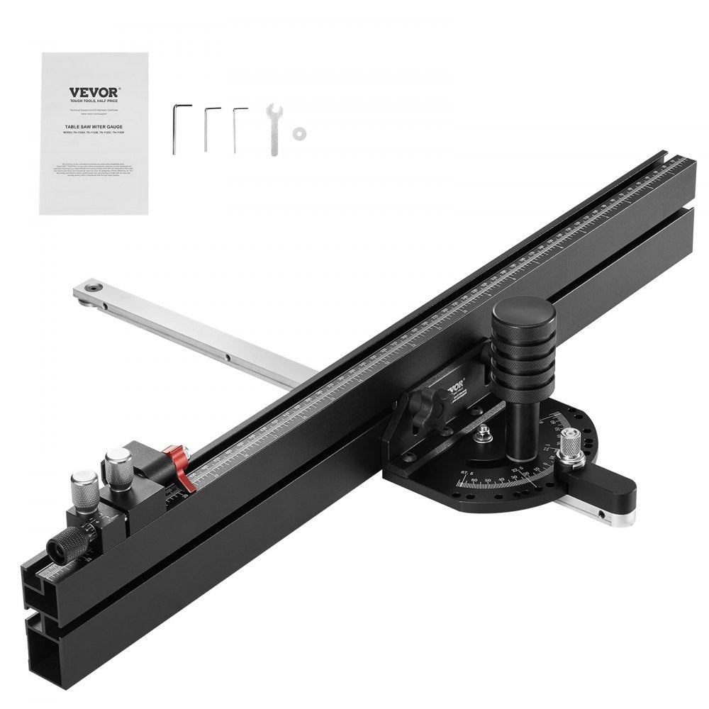 VEVOR Precision Miter Gauge, Standard Slot 3/4'' x 3/8'', Aluminum Alloy Table Saw Miter Gauge with 24 in Grating 15