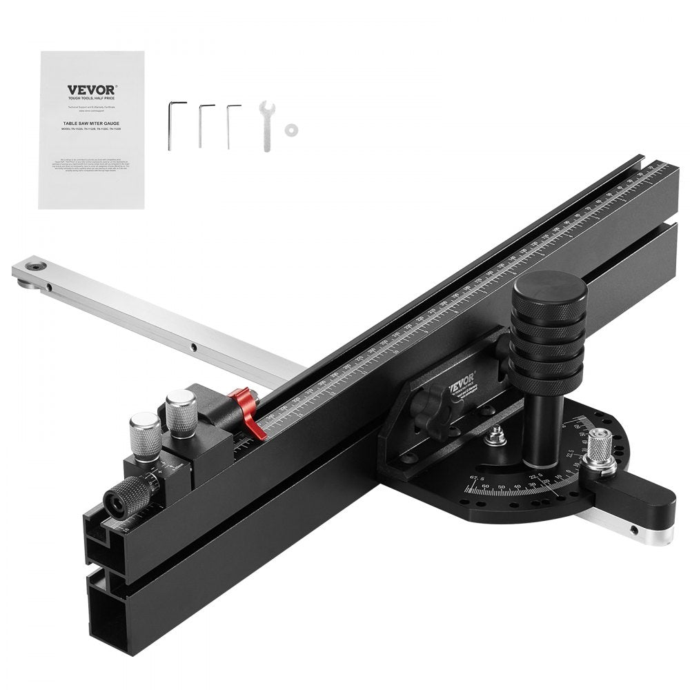 VEVOR Precision Miter Gauge, Standard Slot 3/4'' x 3/8'', Aluminum Alloy Table Saw Miter Gauge with 18 in Grating 15