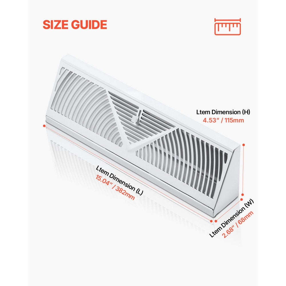 VEVOR 15-Inch Floor Registers, 10-Pack Baseboard Registers, HVAC Heavy-Duty Walkable Iron Floor Vents, Rustproof