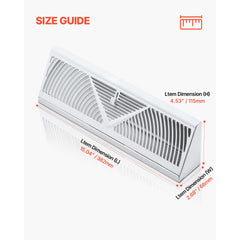 VEVOR 15-Inch Floor Registers, 10-Pack Baseboard Registers, HVAC Heavy-Duty Walkable Iron Floor Vents, Rustproof