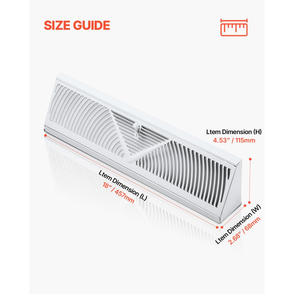 VEVOR 18-Inch Floor Registers, 10-Pack Baseboard Registers, HVAC Heavy-Duty Walkable Iron Floor Vents, Rustproof