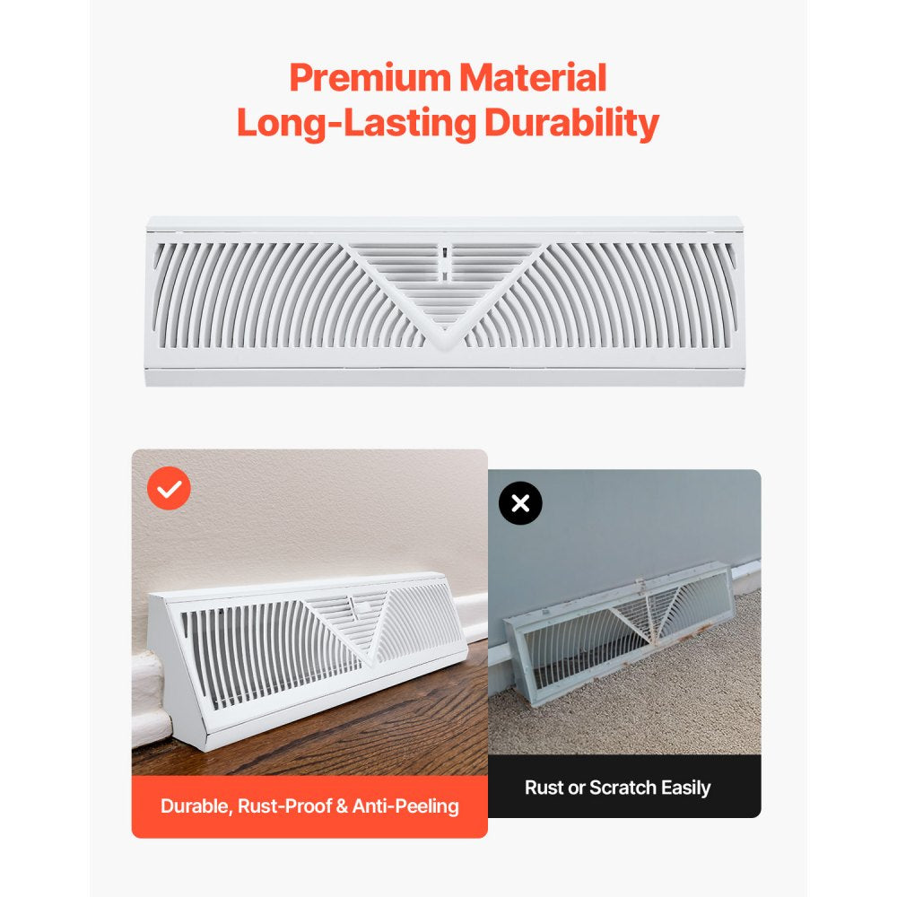 VEVOR 18-Inch Floor Registers, 10-Pack Baseboard Registers, HVAC Heavy-Duty Walkable Iron Floor Vents, Rustproof