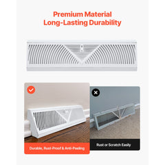 VEVOR 18-Inch Floor Registers, 10-Pack Baseboard Registers, HVAC Heavy-Duty Walkable Iron Floor Vents, Rustproof