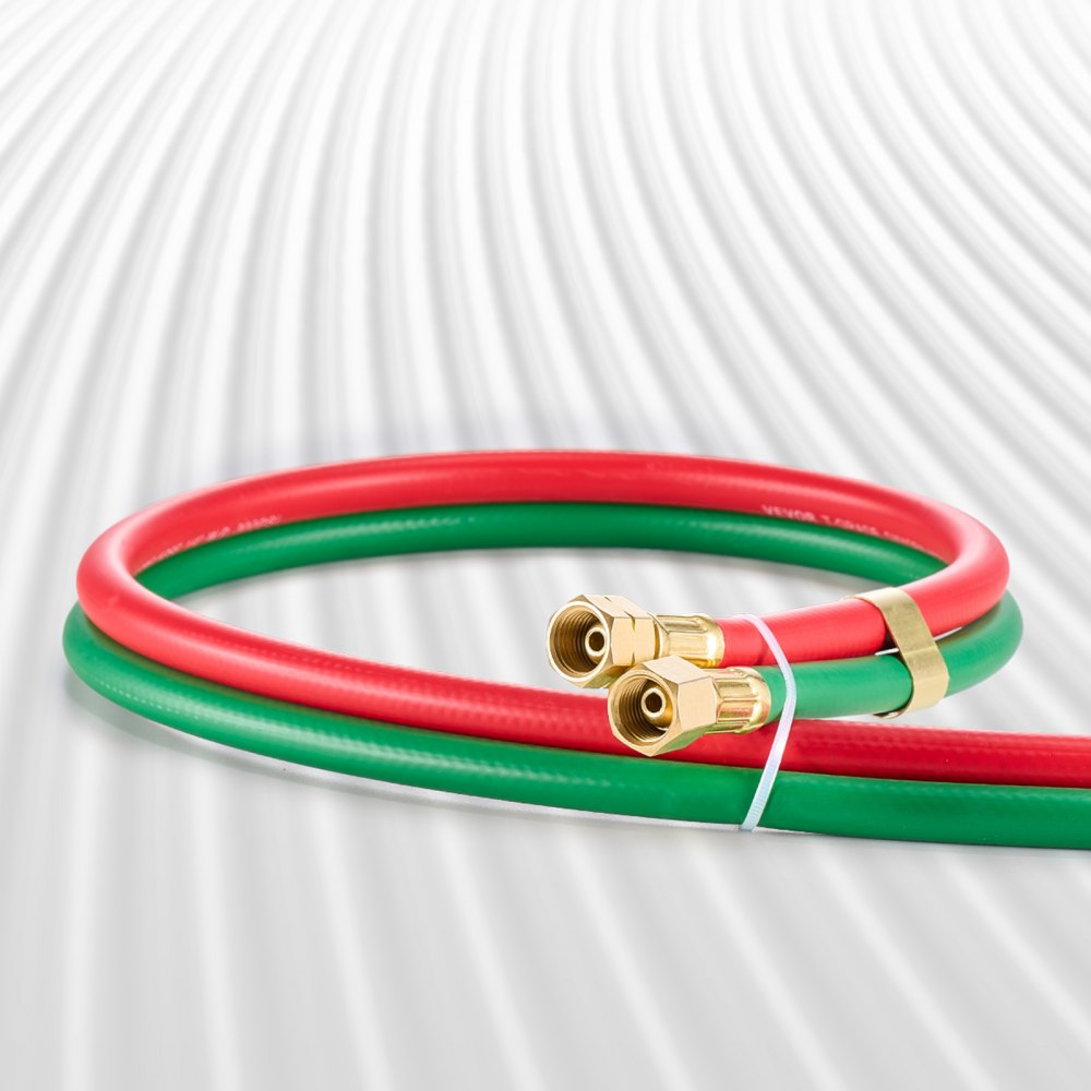 VEVOR Oxygen Acetylene Hose, 1/4-Inch x 50FT Oxy Acetylene Hose with 9/16"-18 B Fitting, 300PSI T Grade Welding Cutting