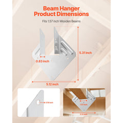 VEVOR Hurricane Ties for Rafter, Inner Size 5.31x1.57x2.48 in / 135x40x63 mm, Heavy Duty Hurricane Straps, Heavy Duty