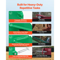 VEVOR Ballast Box, 3-Point Category 1 Tractor Ballast of 800 lbs Capacity, with Standard 2 Inch Hitch Receiver