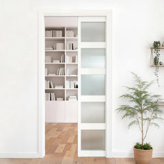 VEVOR Sliding Pocket Door Hardware Track Kit, 68.74" Pocket Door Track Kit with Soft Close Mechanism for Smooth and