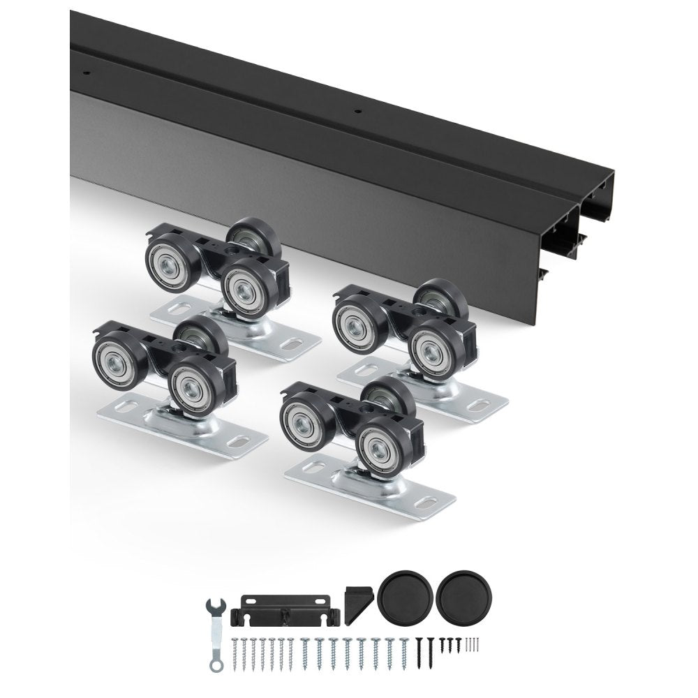 VEVOR Bypass Door Hardware, 4ft Heavy Duty Bypass Sliding Door Hardware Kit, Aluminum Alloy Sliding Closet Door