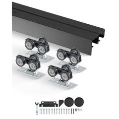 VEVOR Bypass Door Hardware, 4ft Heavy Duty Bypass Sliding Door Hardware Kit, Aluminum Alloy Sliding Closet Door