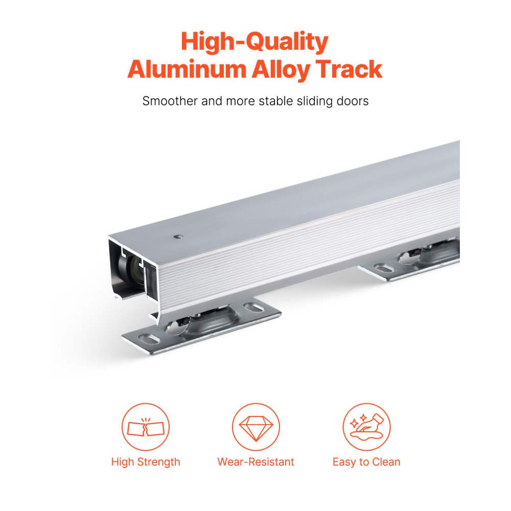 VEVOR Sliding Pocket Door Hardware Track Kit, 5.73 ft Heavy Duty Pocket Door Hardware Kit, Commercial Grade Pocket Door