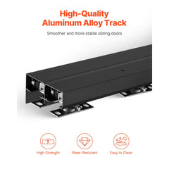 VEVOR Bypass Door Hardware, 8ft Heavy Duty Bypass Sliding Door Hardware Kit, Aluminum Alloy Sliding Closet Door