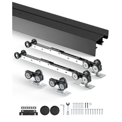 VEVOR Bypass Door Hardware, 8ft Heavy Duty Bypass Sliding Door Hardware Kit, Aluminum Alloy Sliding Closet Door