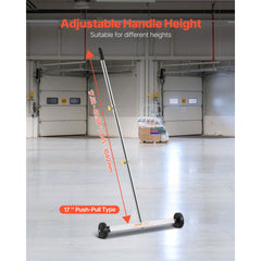 VEVOR Magnetic Sweeper with Wheels, 17 inch, 10 lbs Load Capacity, Lightweight Magnetic Pickup Sweeper with Adjustable