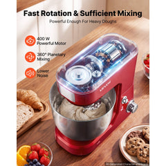 VEVOR 5.3+4.2 Qt Tilt Head Stand Mixer 400W Electric Dough Mixer, 3 Speeds Food Kitchen Mixer with Stainless Steel