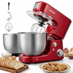 VEVOR 5.3+4.2 Qt Tilt Head Stand Mixer 400W Electric Dough Mixer, 3 Speeds Food Kitchen Mixer with Stainless Steel