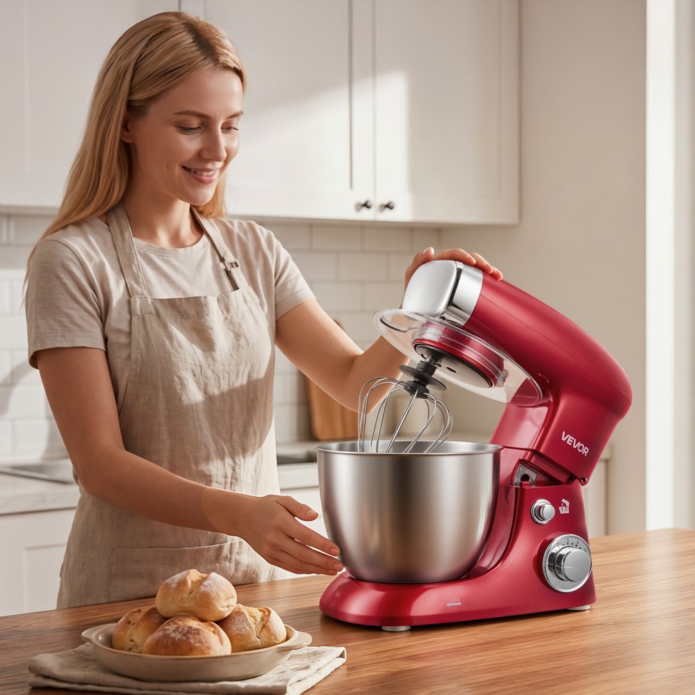 VEVOR 4.2 Qt Tilt Head Stand Mixer 400W Electric Dough Mixer, 6 Speeds Food Kitchen Mixer with Stainless Steel Bowl